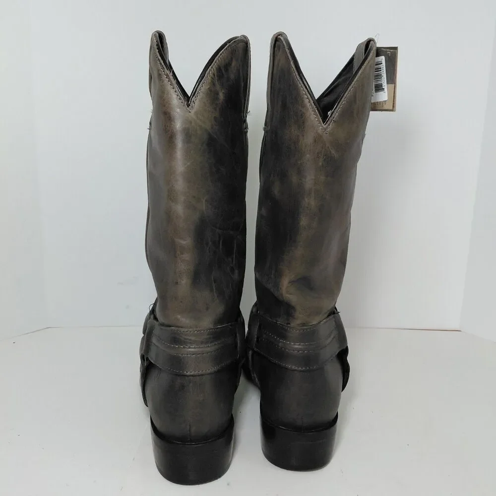 Dingo Hombre Square Toe Pull On  Mens Sz 9.5D Grey Casual Motorcycle Boots